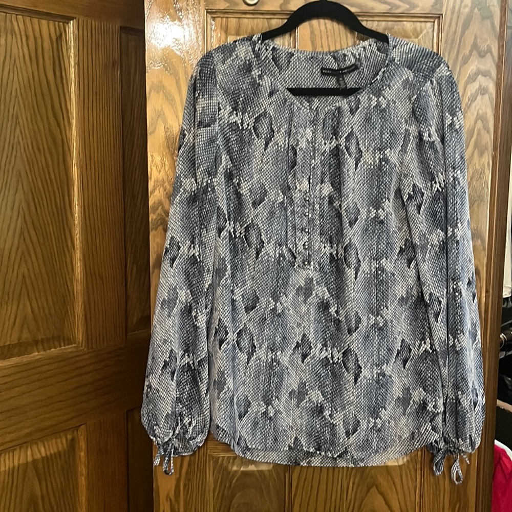 Multi Colored Button Up Blue Blouse. - image 1